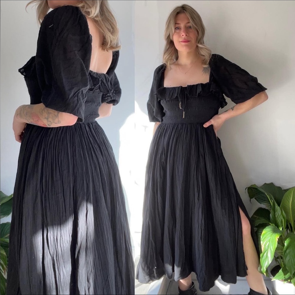 Free People Oasis Midi Gauze Dress Black Size small